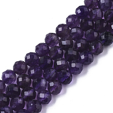 Honeyhandy Natural Amethyst Beads Strands, Round, Faceted, 6mm, Hole: 0.7mm, about 61pcs/Strand, 14.65 inch(37.2cm)