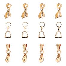 PandaHall Elite About 100 Pieces Iron Pinch Clip Bail Clasp Dangle Charm Bead Pendant Connector Findings Length 15mm for Jewelry Making Golden