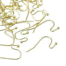 NBEADS 2000pcs Brass Hook Earwire, Lead Free and Cadmium Free, Golden, Size: about 11mm wide, 22mm long, 0.75mm thick; Ball: 2mm in diameter