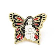 Honeyhandy Angel Fairy Butterfly Wing Enamel Pin, Golden Plated Alloy Badge for Backpack Clothes , White, 25x30x1.5mm