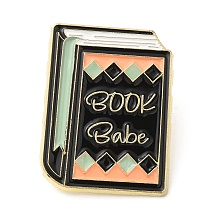 Honeyhandy Reading Theme Zinc Alloy Enamel Pins, Word Book Babe Brooch for Backpack Clothes, Book, 28.5x21.5x1.5mm