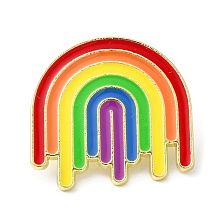 Honeyhandy Pride Rainbow Enamel Pins, Golden Alloy Brooch, Arch, 25x26x1.5mm