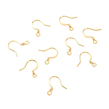 Honeyhandy Brass Earring Hooks, with Horizontal Loop, Long-Lasting Plated, Real 18K Gold Plated, 17x16x0.7mm, Hole: 2mm, Pin: 0.7mm