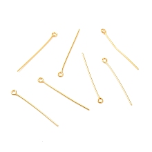 Honeyhandy Brass Eye Pins, Real 18K Gold Plated, 32x3x0.7mm, Hole: 1.5mm