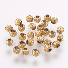 Honeyhandy Brass Beads, Long-Lasting Plated, Round, Real 18K Gold Plated, 3x2mm, Hole: 1.2mm