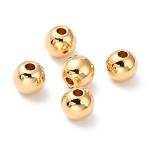 Honeyhandy Brass Beads, Long-Lasting Plated, Round, Real 24K Gold Plated, 6mm, Hole: 1mm