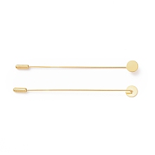 Honeyhandy Brass Lapel Pin Base Settings, with Round Tray, Golden, 101~104mm, Pin: 1mm, Tray: 10mm