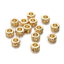 ARRICRAFT Brass Spacer Beads, Long-lasting Plated, Fancy Cut, Flat Round, Golden, 4x2mm, Hole: 1.8mm