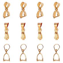 ArriCraft About 100 Pieces Brass Pinch Clip Bail Clasp Dangle Charm Bead Pendant Connector Findings Length 12mm for Jewelry Making Golden