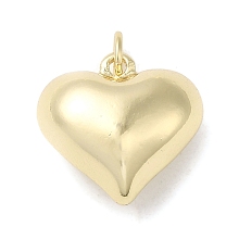 Honeyhandy Rack Plating Brass Pendants, with Jump Ring, Puffed Heart Charm, Real 18K Gold Plated, 15x15.5x8mm, Hole: 3mm