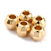 Honeyhandy Brass Spacer Beads, Long-Lasting Plated, Faceted Round, Real 24K Gold Plated, 3.5mm, Hole: 1.5mm