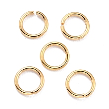 Honeyhandy Rack Plating Brass Jump Rings, Open Jump Rings, Long-Lasting Plated, Real 24K Gold Plated, 6x0.8mm, 18 Gauge, Inner Diameter: 4mm