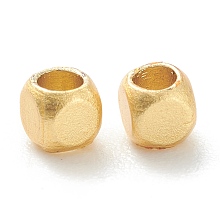 Honeyhandy Brass Beads, Long-Lasting Plated, Cube, Real 18K Gold Plated, 2x2x2mm, Hole: 0.8mm