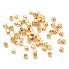 Honeyhandy Brass Beads, Long-Lasting Plated, Cube, Real 18K Gold Plated, 4x4x4mm, Hole: 2.5mm