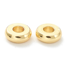 Honeyhandy Brass Beads, Long-Lasting Plated, Flat Round/Disc, Heishi Beads, Real 18K Gold Plated, 4x1.5mm, Hole: 1.6mm