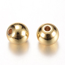 Honeyhandy Brass Spacer Beads, Round, Real 16K Gold Plated, 4x3.5mm, Hole: 1.5mm