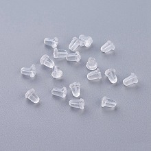 Honeyhandy Plastic Ear Nuts, Earring Backs, Clear, 5x4mm, Hole: 0.7mm