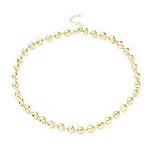 Honeyhandy Rack Plating Brass Ball Chain Necklaces for Women, Long-Lasting Plated, Lead Free & Cadmium Free, Real 18K Gold Plated, 16.54 inch(42cm), bead: 8mm