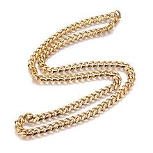 Honeyhandy 304 Stainless Steel Cuban Link Chain Necklaces, with Lobster Claw Clasps, Golden, 23.4 inch(59.5cm), 7mm