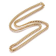 Honeyhandy 304 Stainless Steel Cuban Link Chain Necklaces, with Lobster Claw Clasps, Golden, 23.4 inch(59.5cm), 5mm