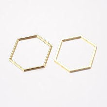 Honeyhandy Alloy Linking Rings, Hexagon, Golden, 12x14x1mm