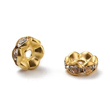 Honeyhandy Iron Rhinestone Spacer Beads, Grade A, Rondelle, Waves Edge, Golden, 6x2.5mm, Hole: 1.5mm