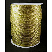 Honeyhandy Glitter Metallic Ribbon, Sparkle Ribbon, DIY Material for Organza Bow, Double Sided, Golden Color, Size: about 1/8 inch(3mm) wide, 880Yards/Roll(811.98m/roll)