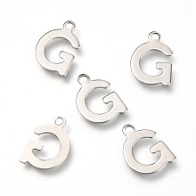 Honeyhandy 201 Stainless Steel Charms, Alphabet, Letter.G, 12x8.4x0.6mm, Hole: 1.4mm