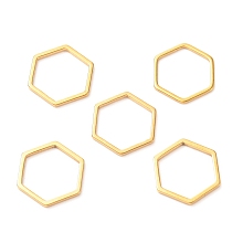 Honeyhandy 304 Stainless Steel Linking Rings, Hexagon, Golden, 13.5x12x1mm