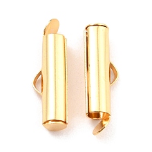 Honeyhandy 304 Stainless Steel Slide On End Clasp Tubes, Slider End Caps, Real 18K Gold Plated, 19x6x4mm, Hole: 3.5x1.5mm, Inner Diameter: 3mm