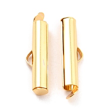 Honeyhandy 304 Stainless Steel Slide On End Clasp Tubes, Slider End Caps, Real 18K Gold Plated, 20x6x4mm, Hole: 3.5mm, Inner Diameter: 3mm