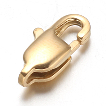 Honeyhandy Ion Plating(IP) 304 Stainless Steel Lobster Claw Clasps, Golden, 15x7x4mm, Hole: 1x1.5mm