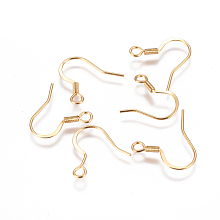 Honeyhandy 304 Stainless Steel French Earring Hooks, Flat Earring Hooks, with Horizontal Loop, Golden, 17x18.5x1.5mm, Hole: 2mm, 22 Gauge, Pin: 0.6mm