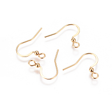 Honeyhandy 304 Stainless Steel French Earring Hooks, Flat Earring Hooks, with Horizontal Loop, Golden, 16x18~20x2.5mm, Hole: 2mm, Pin: 0.6mm