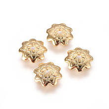 Honeyhandy 304 Stainless Steel Bead Caps, Multi-Petal, Flower, Golden, 7.5x1.5mm, Hole: 1mm