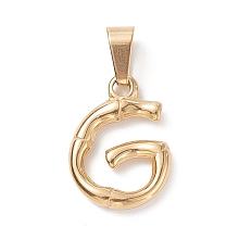 Honeyhandy 304 Stainless Steel Pendants, Bamboo Style, Letter, Golden Color, Letter.G, 19x14x3.5mm, Hole: 3x7mm