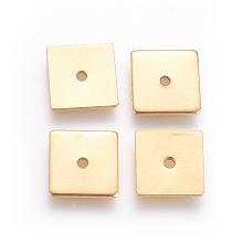 Honeyhandy Ion Plating(IP) 304 Stainless Steel Spacer Beads, Square, Golden, 8x8x0.8mm, Hole: 1.1mm