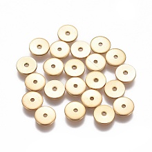 ARRICRAFT Vacuum Plating 304 Stainless Steel Spacer Beads, Flat Round, Golden, 6x0.8mm, Hole: 1mm