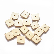 Honeyhandy Ion Plating(IP) 304 Stainless Steel Spacer Beads, Square, Golden, 8x8x0.7mm, Hole: 1.2mm