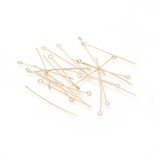 Honeyhandy 304 Stainless Steel Eye Pins, Golden, 45x3mm, Hole: 1.8mm, Pin: 0.7mm