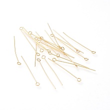 Honeyhandy 304 Stainless Steel Eye Pins, Golden, 35x3mm, Hole: 1.8mm, Pin: 0.7mm