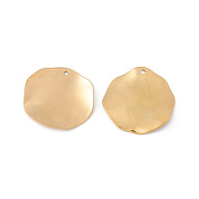 Honeyhandy 304 Stainless Steel Pendants, Golden, Round Pattern, 23.5x23.5x1~2mm, Hole: 1.2mm