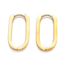 Honeyhandy 304 Stainless Steel Huggie Hoop Earrings, Oval, Golden, 21.5x12x3mm, Pin: 1mm