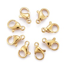 Honeyhandy 304 Stainless Steel Lobster Claw Clasps, Parrot Trigger Clasps, Real 24K Gold Plated, 3/8x1/4x1/8 inch(10x6x3mm), Hole: 1.2mm