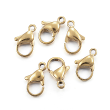 Honeyhandy 304 Stainless Steel Lobster Claw Clasps, Parrot Trigger Clasps, Real 24K Gold Plated, 12x7x3.5mm, Hole: 1.5mm