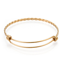 Honeyhandy Adjustable 304 Stainless Steel Expandable Bangle Making, Real 18K Gold Plated, 60mm, 3.5mm