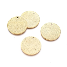 Honeyhandy Ion Plating(IP) 304 Stainless Steel Textured Pendants, Flat Round, Golden, 20x1mm, Hole: 1mm