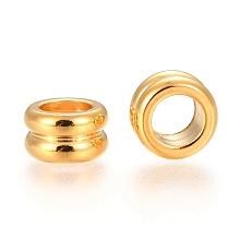 Honeyhandy 304 Stainless Steel Grooved Beads, Column, Real 24k Gold Plated, 8x4mm, Hole: 5mm