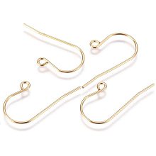 UNICRAFTALE 50pcs Vacuum Plating Golden Earrings Hooks Stainless Steel Earring Hooks 0.8mm Pin Ear Wire Findings with Loop for Dangle Earrings Jewelry Making 27.5x13x0.8mm, Hole 1.8mm