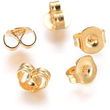 UNICRAFTALE 100pcs Stainless Steel Ear Nuts 0.7mm Small Hole Earring Backs Replacement Golden Metal Pendant Earring Findings for Earring Jewelry Making 4.5x6x3mm